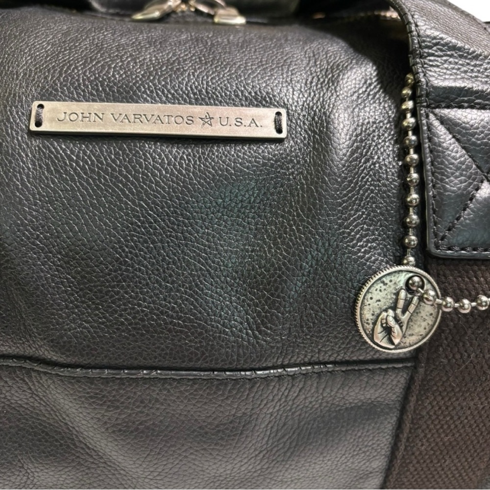John Varvatos Dark Leather Duffel Bag - Picture 3 of 15